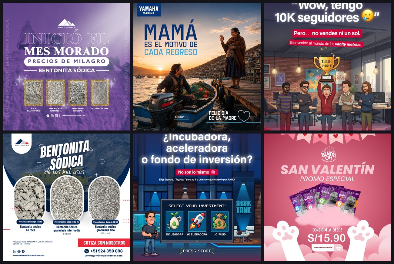 Collage de posts de redes sociales diseñados por Alejandro Oliva
