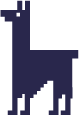 Mascota llama en pixel-art, de pie